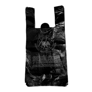 BOLSA CAMISETA 45 X 55 CM. BAJA DENSIDAD ECOLOGICA POR 50 UNIDADES NEGRA.