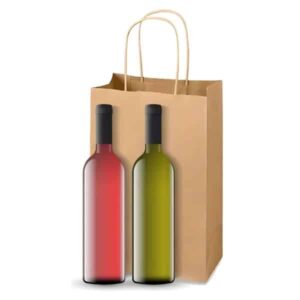 BOLSA DE PAPEL KRAFT CON MANIJA 2 VINOS (22 X 42 X 16 CM.)