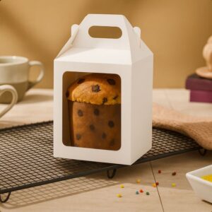 CAJA PAN DULCE CON VISOR 1 KG. BLANCA. PRECIO POR UNIDAD.