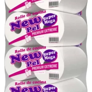 MEGA ROLLO DE COCINA NEW PEL X 200 P.  PACK X 8 UNIDADES.