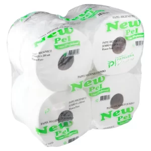 PAPEL HIGIENICO 300 METROS BLANCO PURO. MARCA NEW PEL VERDE.