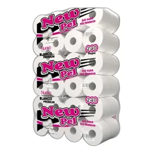 PAPEL HIGIENICO 50 METROS 250 HOJAS X 30 UNIDADES HOJA SIMPLE. CON PRE CORTE. NEW PEL.