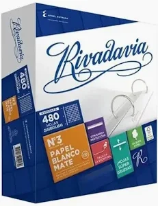 REPUESTO ESCOLAR RIVADAVIA X 480 HOJAS.